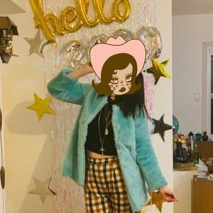 Teal Faux Fur Jacket